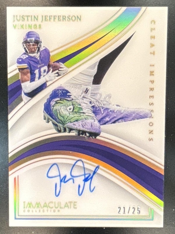 2023 Immaculate Collection Justin Jefferson Cleat Impressions Auto /25 Vikings