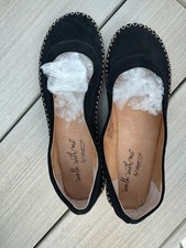 NWOT Coldwater Creek Walk With Me Black Suede Leather Flats Size 6M