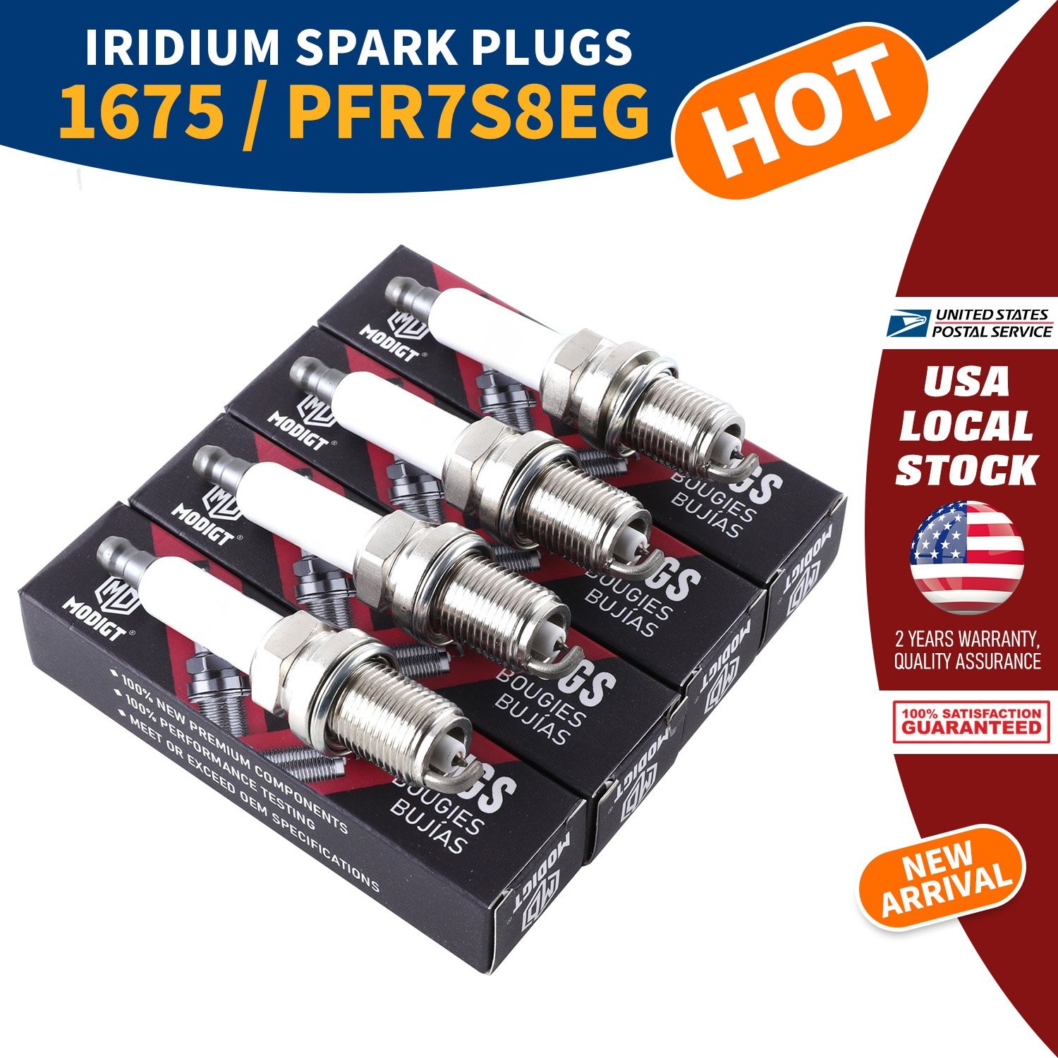 4Pcs Spark Plugs For NGK 1675 Double iridium Premium OEM # PFR7S8EG for Audi VW