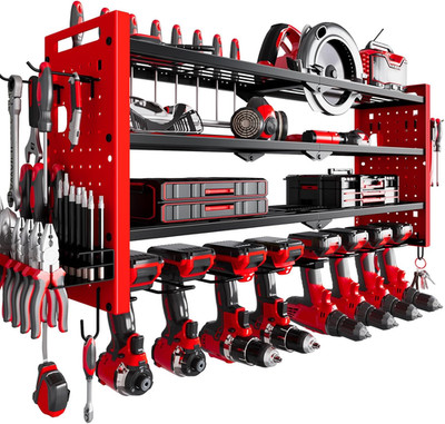 Power Tool Organizer Wall Mount,Cordless Drill Organizer,4 Layers Large Capacity