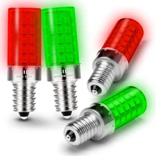 Red Green E12 LED Candle Light Bulb4W, 40Watt Equivalent, E12 Small Base C7 T6 R