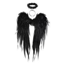 Chiffon Angel Wings Costume Accessories for Adult Women Black-2.3ft