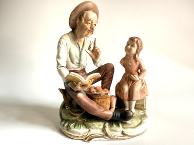 Vintage Inarco Japan alter Mann/Mädchen Porzellan Figur E1058