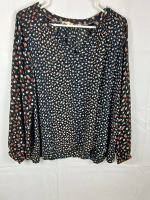 Fat Face Ditsy Floral V-Neck Long Sleeve Blouse Top Size USA 14