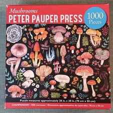 Peter Pauper Press 1000pc Jigsaw Puzzle Mushrooms 2024 w Poster - Complete