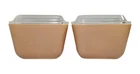 Vtg Pyrex Set Woodland Taupe/Light Tan Fridgie Dishes 501 w/ Lids Corning Mark