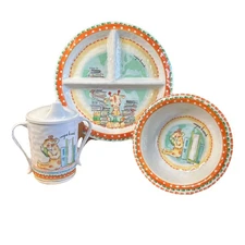Baby Cie Giraffe Read Imagine Le Monde Set Dining Set Plate Bowl Cup W/lid 2002