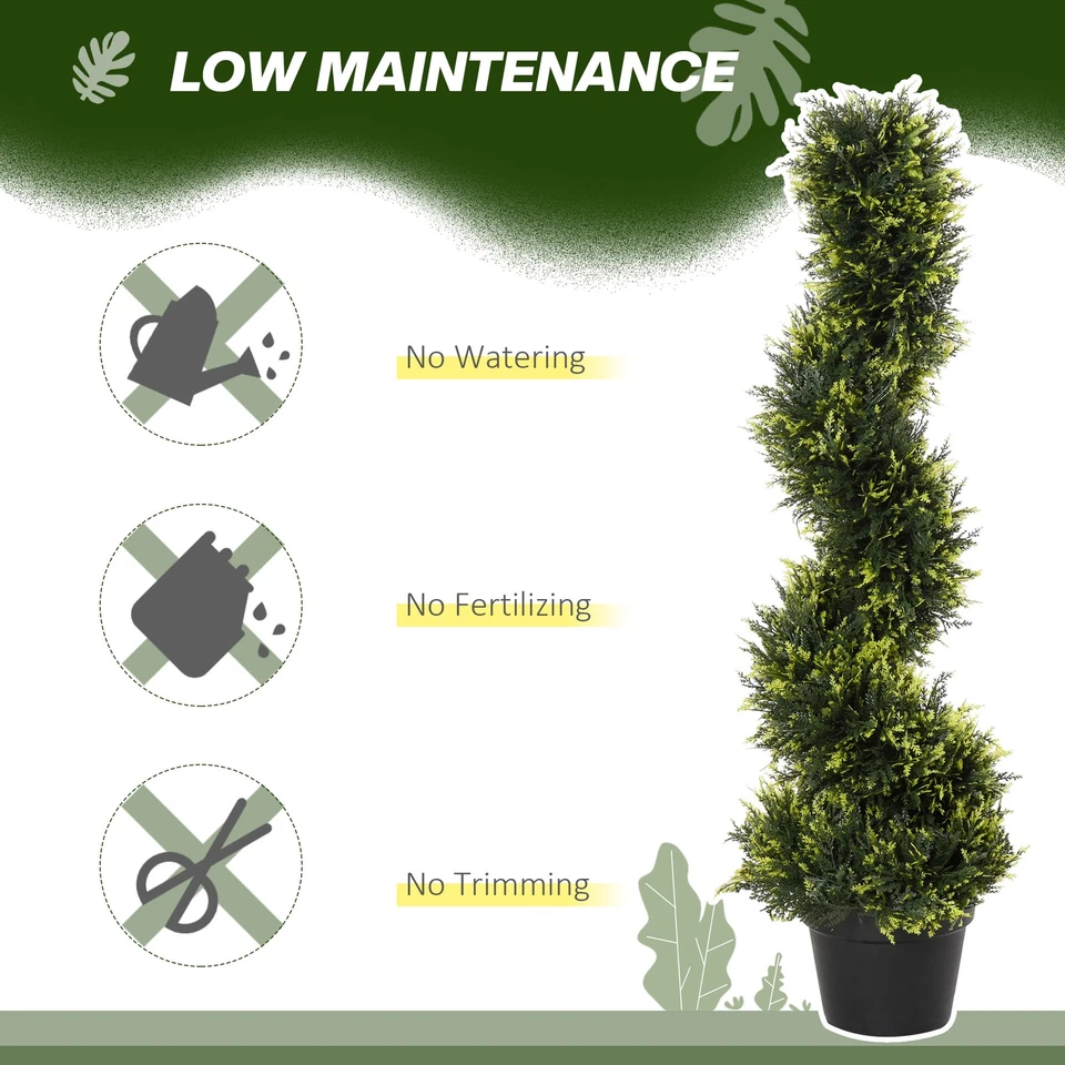 Outsunny Set Of 2 90cm/3FT Artificial Spiral Topiary Trees w/ Pot Fake Plant - Image 4 of 4