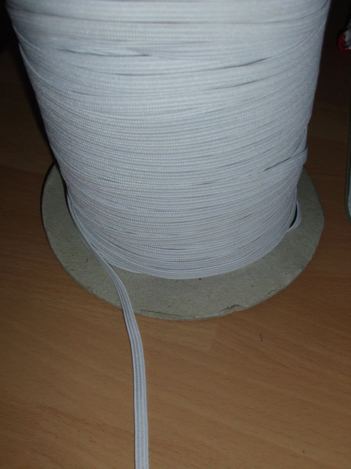 MARKENLOS 10 m Gummiband Breite ca: 5 mm Farbe: Weiß Hergestellt in Deutschland (0,69 €M)