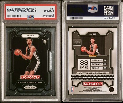 VICTOR WEMBANYAMA 2023-24 Panini Prizm Monopoly PSA 10 GEM MINT