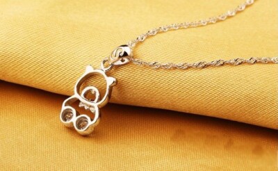 Bear Crystal Necklace made with Swarovski S925 Silver Chain