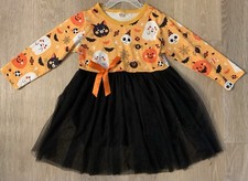 Girl s Size 100 3T Adorable Yellow Black Halloween Lined Tutu Dress With