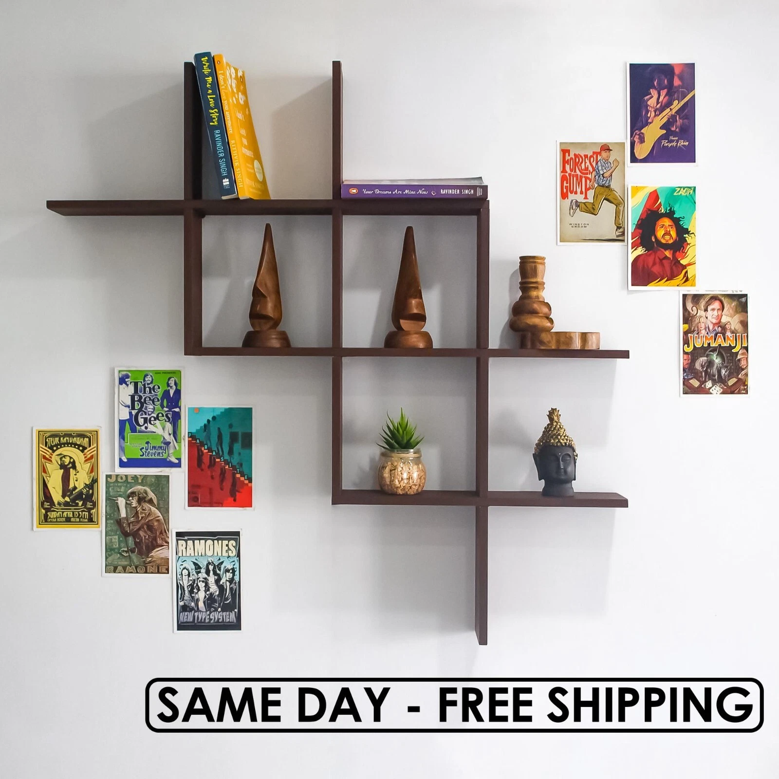 Modern Wall Mounted Wooden Shelf - Floating Storage & Display Rack for Home