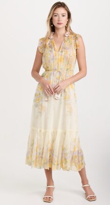 NWT Authentic Zimmermann Harmony Flutter Midi Dress size AU 0