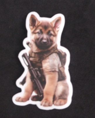 Adorable German Shephard Puppy K-9 Unit Sticker 2.38'' x 1.5'' (V)