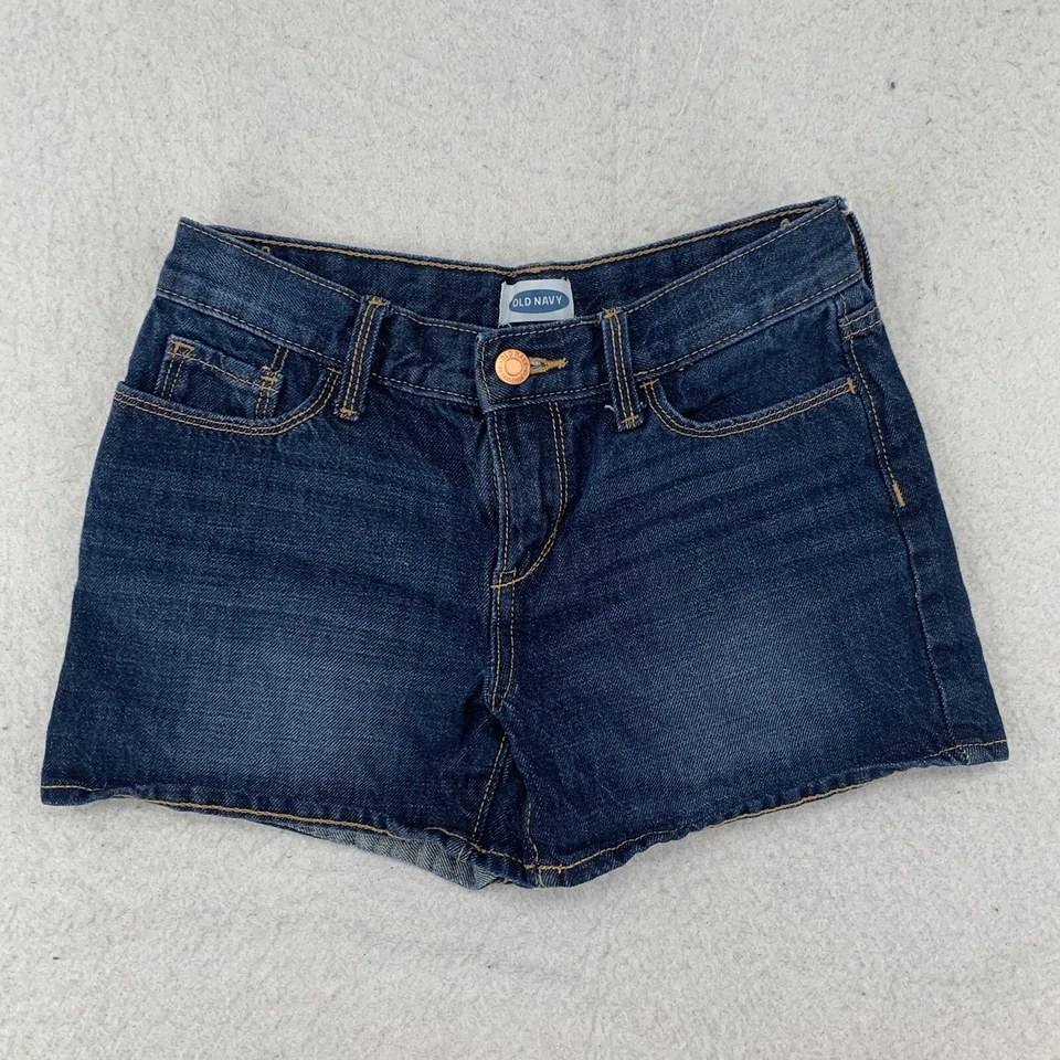 Pantalones Cortos Denim Old Navy Cortos Elásticos Cintura Ajustable Lavado Oscuro Niñas Talla 12 Foto 3 de 4