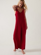 Athleta Red Nighttime Bliss Sleep V-Neck Romper