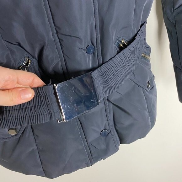 Zara Basic Down Puffer Jacket Womens Small S Belt… - image 4