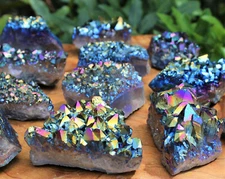 Rainbow Aura Amethyst Cluster - Titanium Aura Amethyst Crystal - Choose Size 