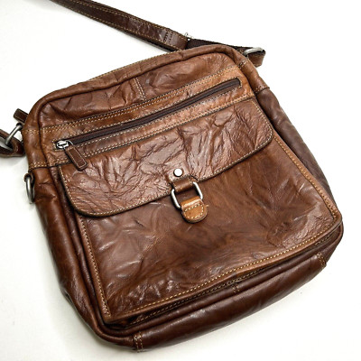 *Sofiticated Casual Rugged JACK GEORGES Voyager Lg Cognac Leather Crossbody $275
