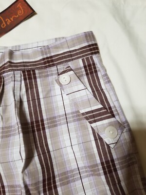 Aidan J- XL or XXL Brown Tan & White Plaid Bermuda Shorts 12