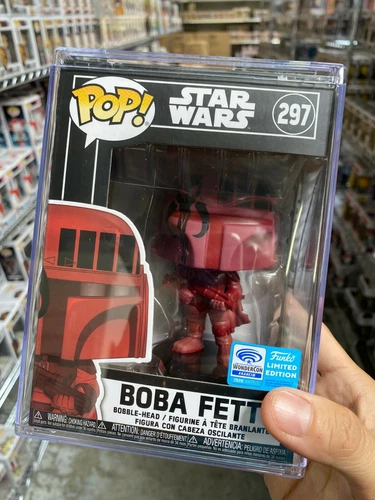 Funko Pop WonderCon 2020 Exclusive : RED BOBA FETT #297 Vinyl Wrapped in Stack