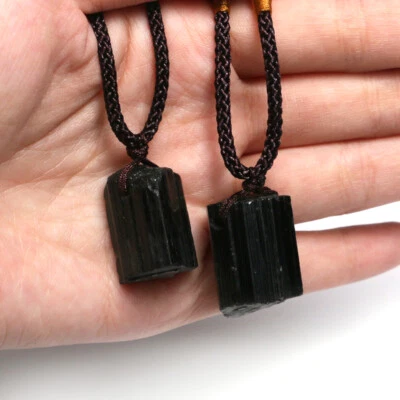 MARKENLOS Colgante de piedra de turmalina negra collar cristal piedra preciosa piedra en bruto