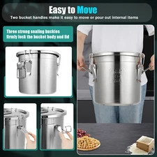 12L Stainless Steel Cereal Rice Storage Container Bucket Airtight Canister + Lid