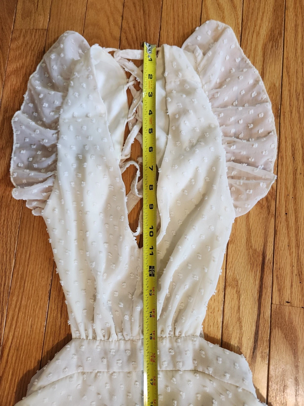 OFF WHITE Gonna Maxi Abito Altar'd State Avorio Off Bianco Strato Cravatta Schiena Aperta Foderata Nuova Senza Etichette