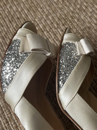 Kate Spade Heels Slingback Silver Glitter Open-Toed Shoes UK 4 / US 7B - Picture 8 of 18