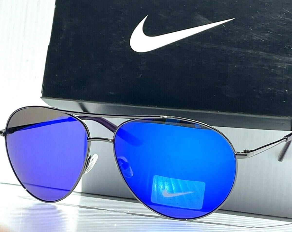 エアジープラス NEW NIKE Chance Gunmetal Chrome 61mm Aviator Blue Mirrored