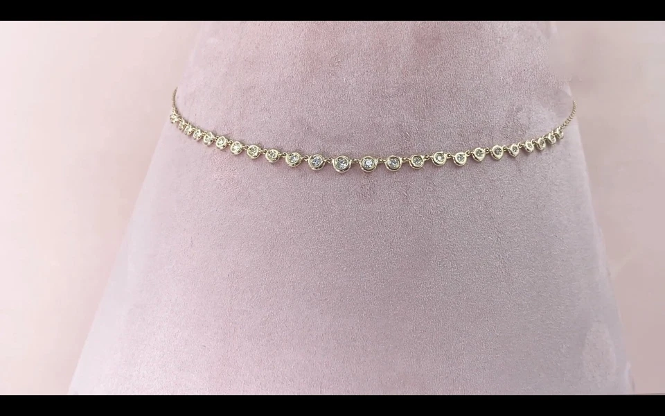 Ожерелье с ободком из белого золота 14 карат с бриллиантами натуральной круглой огранки 0,75 карата регулируемое F VS1 - Изображение 4 из 4