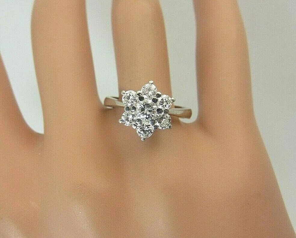 Vintage Platinum and 1.00 carat 7 Diamond Cluster Ring