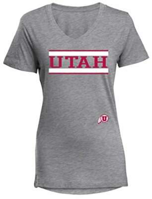 NCAA Utah Utes Diva Women's Perfect Short Sleeve V-Neck Tee, Athletic Heather...