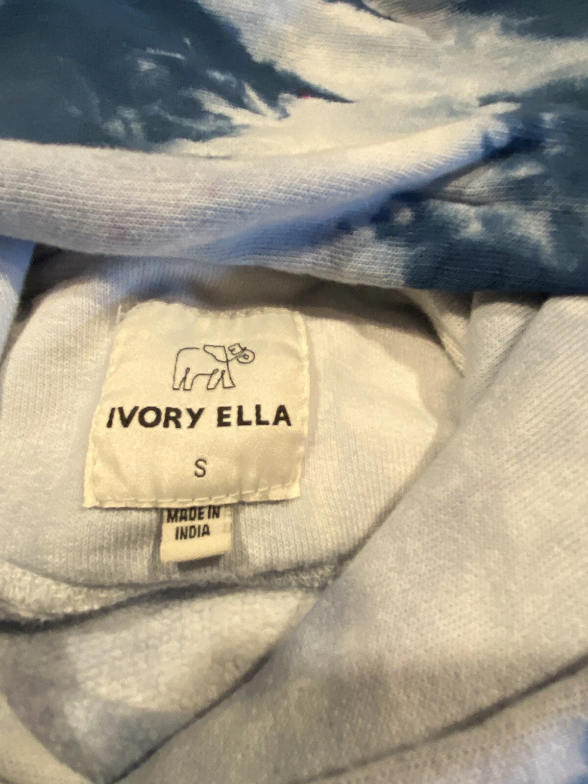 OFF WHITE Felpa con cappuccio avorio Ella tie dye taglia small blu viola