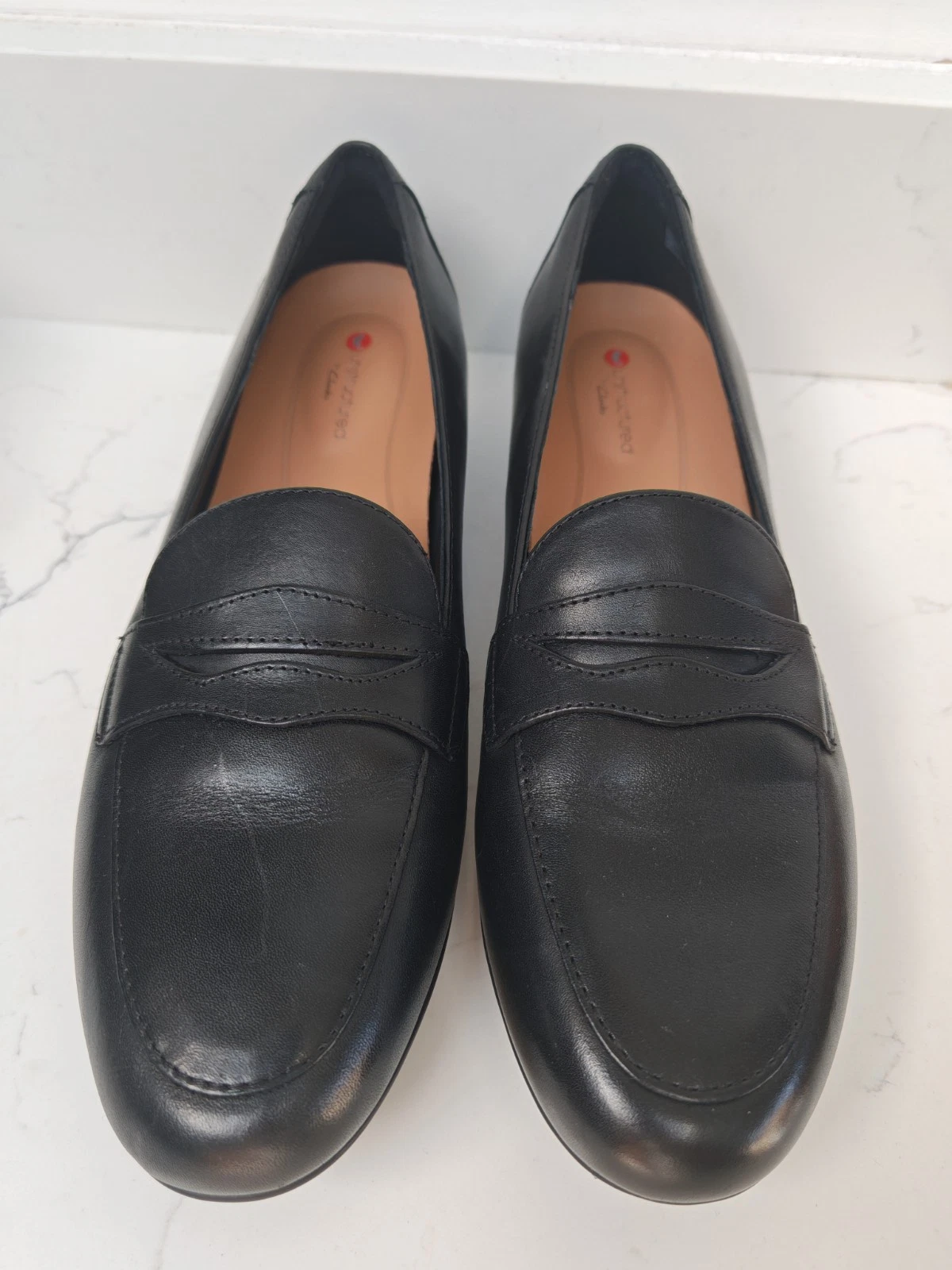 Mocassini Clarks Un Blush Go in pelle nera non strutturati taglia 7 D