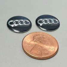 2x Audi 14mm Logo Key Fob Sticker Emblem Replacement Aluminum Metallic 2pcs