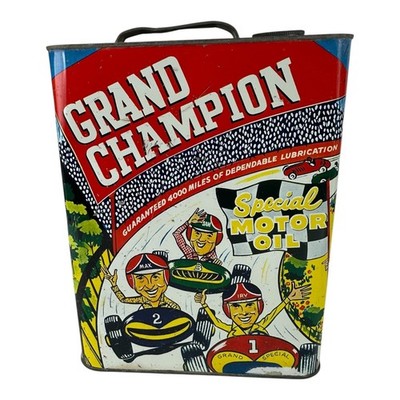 VINTAGE ORIGINAL~ GRAND CHAMPION MOTOR OIL~  2 GALLON - GAS AND OIL~ NICE CAN!
