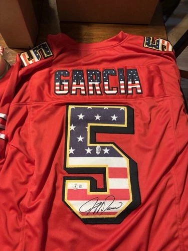 San Francisco 49ers Jeff Garcia Signed Custom Red 5 Football Jersey 4x Pro Bowl