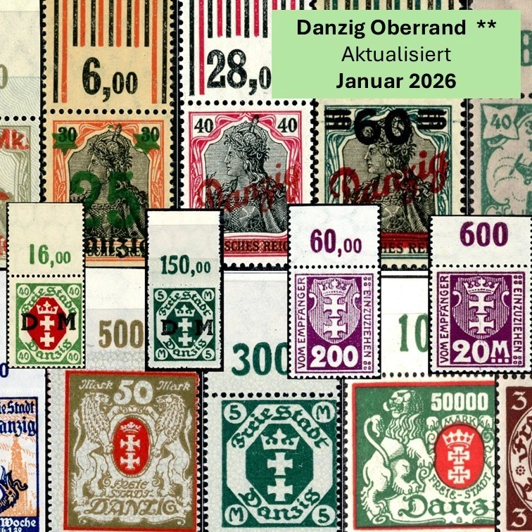Danzig Postfrisch OR Oberrand Michel 1-306 Fischer 1-306 ** Dienst Porto Mint NH - Bild 1 von 1
