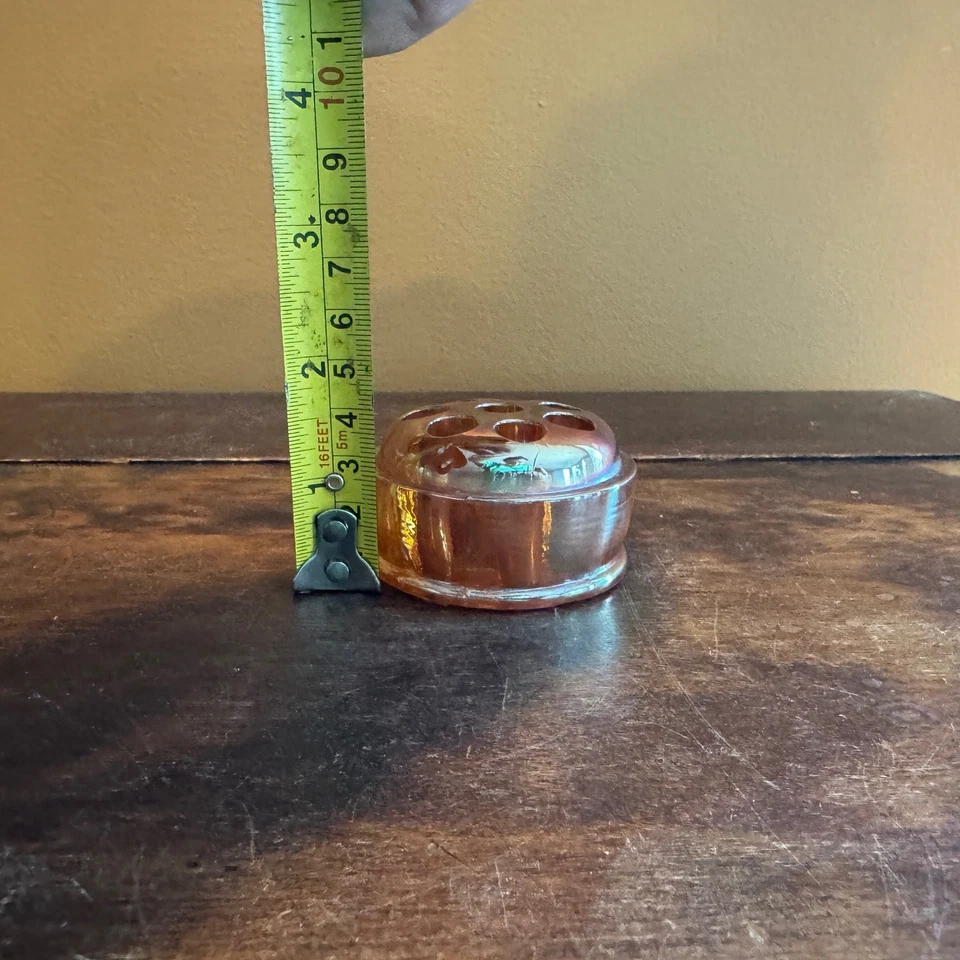 Jarrón vintage iridiscente de carnaval flor rana arreglador floral Foto 2 de 4