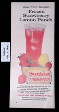 1960 Sunkist New Frozen Strawberry Lemon Punch Natural Vitamin C Print Ad 52497
