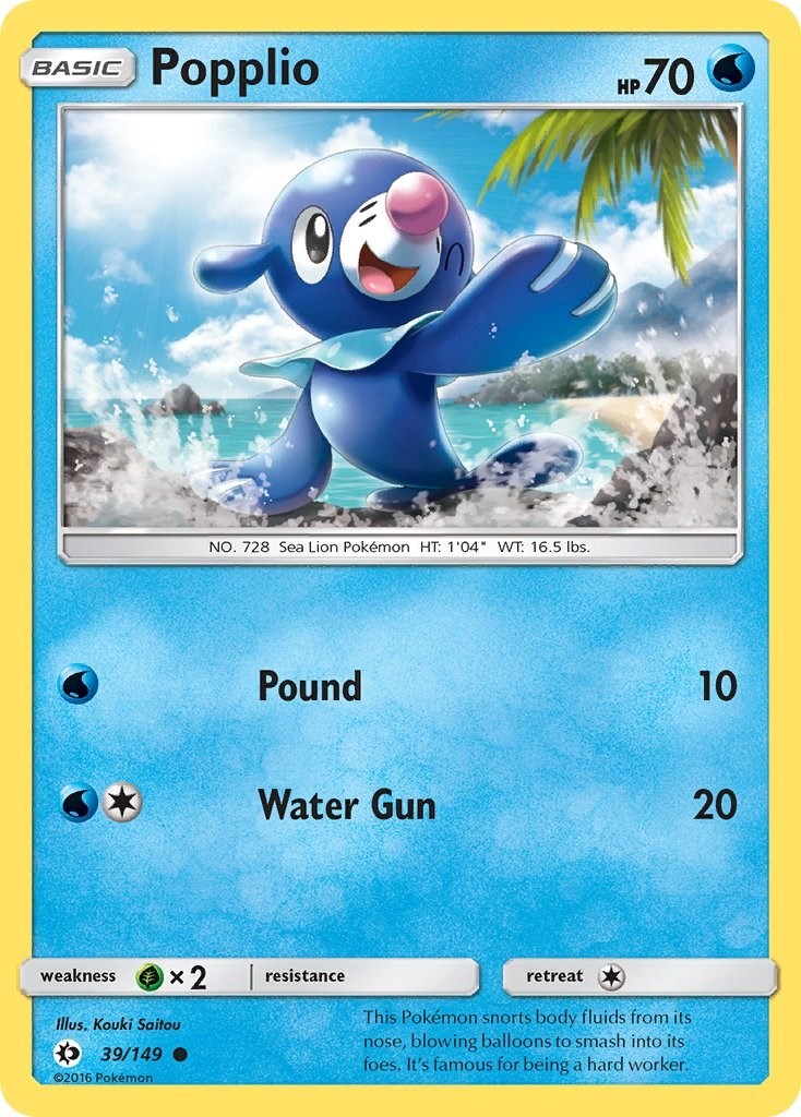 Pokemon Popplio 39/149 SM Base Set Common MP