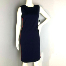 Lauren Ralph Lauren Side Stripe Sleeveless Sheath Dress Womens PS Navy Red  