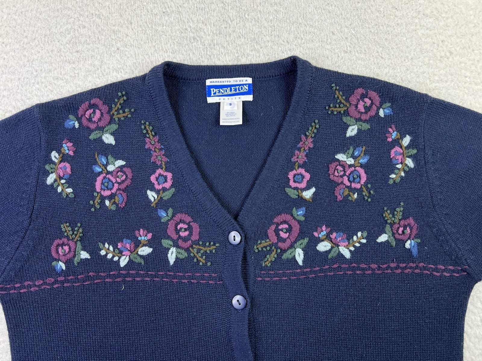 Pendleton Sweater Womens Small Floral Embroidered… - image 3