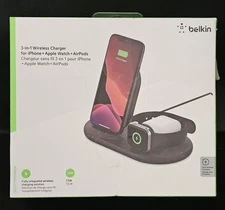 Belkin - 3-in-1 Wireless Charger Fast Charging Stand for iPhone,Watch & AirPods