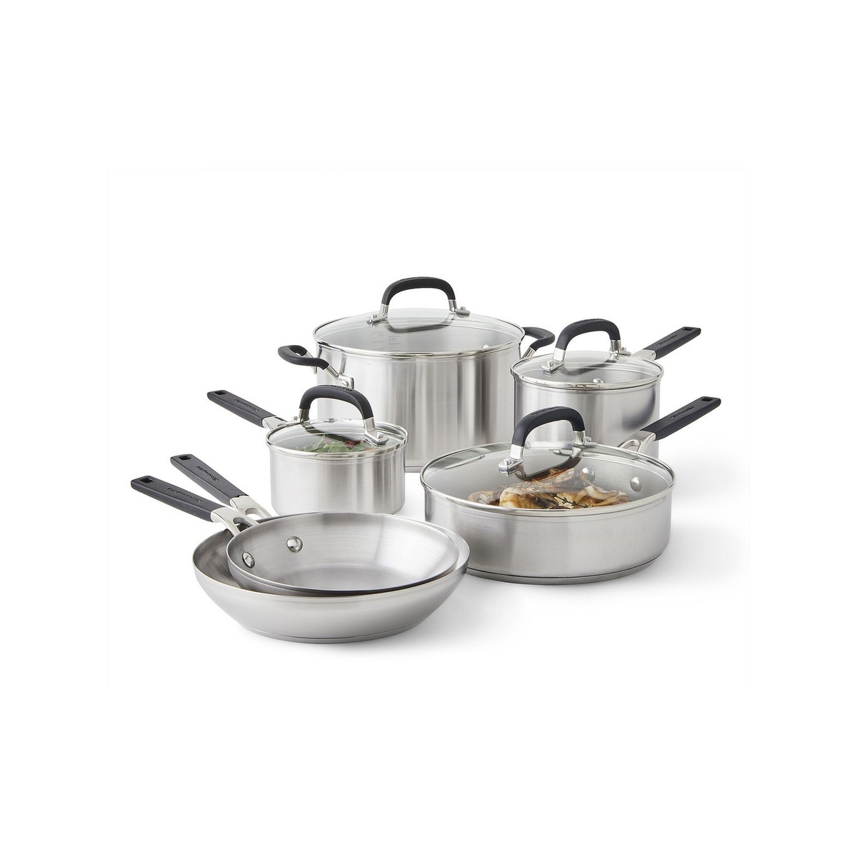 KitchenAid 71017 10 Pieces Brushed Stainless Steel Cookware Set | eBay