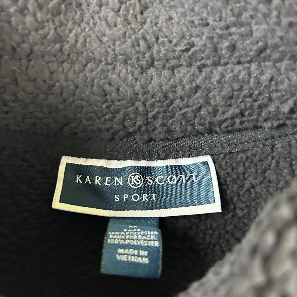 Karen Scott Vest Womens Medium Black Red Fleece Full Zip Pockets Jacket NWT - Image 2 of 4