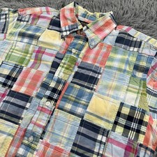 Brooks Brothers Shirt Medium Multicolor Button Down Madras Short Sleeve Mens