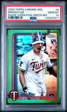 2025 TOPPS CHROME UPDATE IMAGE VARIATION-GREEN REFRACTOR BROOKS LEE 68/99 PSA 10